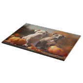 Planche À Découper Chiots Pitbull Automne Délice Citrouille (Coin)