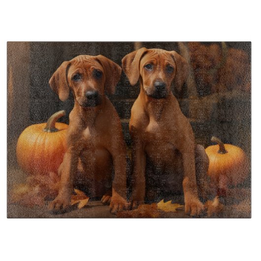 Planche À Découper Chiots Rhodesian Ridgeback Autumn Delight Citrouil (Devant)