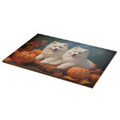 Planche À Découper Chiots Samoyède Délice d'Automne Citrouille (Coin)