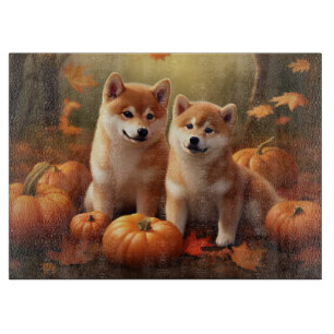 Planche À Découper Chiots Shiba Inu Délice d'Automne Citrouille