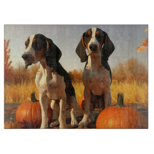 Planche À Découper Chiots Treeing Walker Coonhound Citrouille d'Autom (Devant)