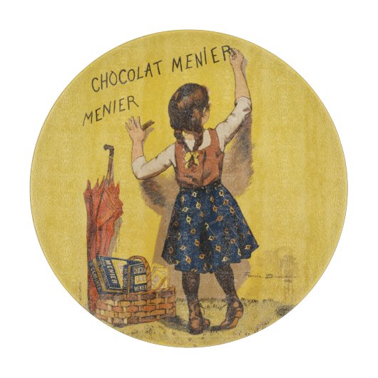 Planche À Découper Chocolat Menier Petite fille Mur écriture (Devant)