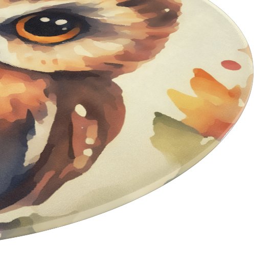 Planche À Découper Chouette bébé créée en aquarelle  (Coin)