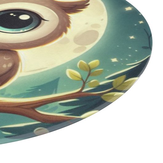 Planche À Découper Chouette bébé la nuit avec lune (Coin)