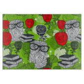 Planche À Découper Chouette en roses rouges (Devant)