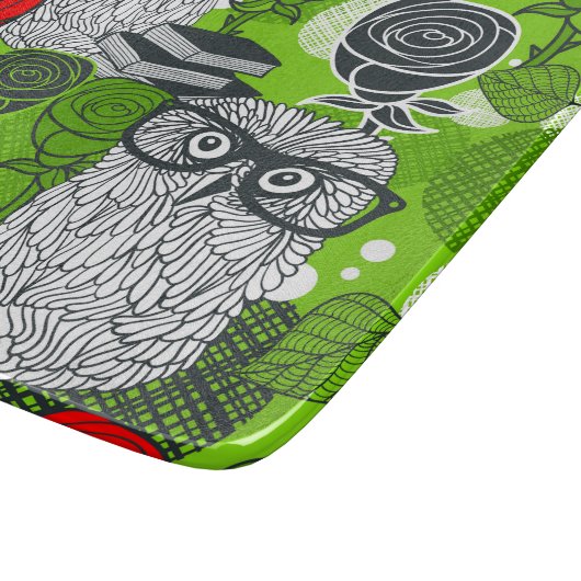 Planche À Découper Chouette en roses rouges (Coin)