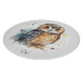 Planche À Découper Chouette mignonne en aquarelle, personnalisable (Coin)