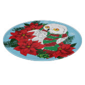 Planche À Découper Chouette neigeuse Poinsettias rouges Noël (Coin)