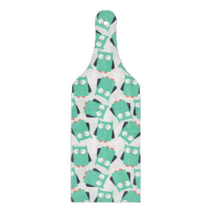 Planche À Découper Chouettes lunaires turquoises