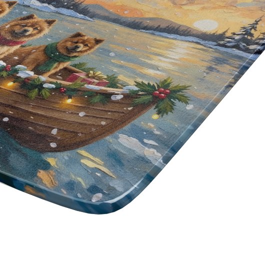 Planche À Découper Chow Chow Christmas Boat Holiday (Coin)