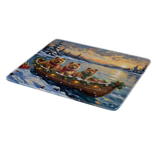 Planche À Découper Chow Chow Christmas Boat Holiday (Coin)