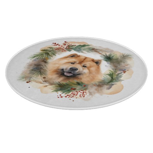 Planche À Découper chow chow Christmas Wreath Festive Pup (Coin)