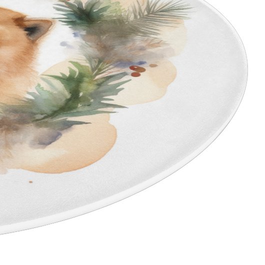 Planche À Découper chow chow Christmas Wreath Festive Pup (Coin)