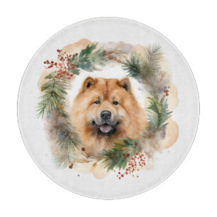 Planche À Découper chow chow Christmas Wreath Festive Pup