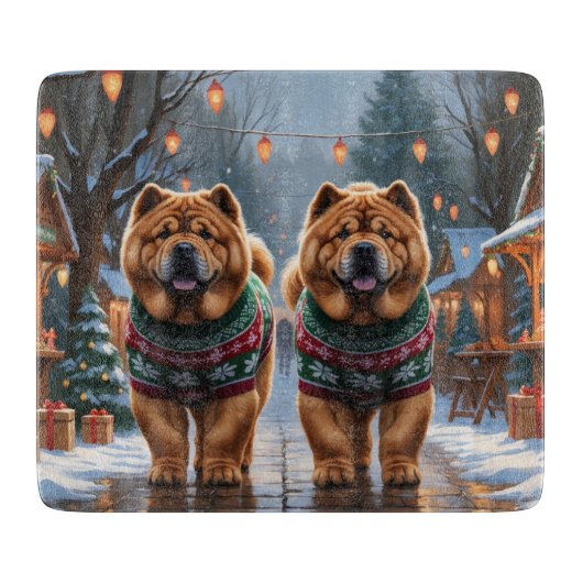 Planche À Découper Chow Chow Dogs Christmas Snow Holiday (Devant)