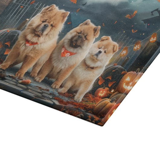 Planche À Découper Chow Chow Halloween Éffrayant (Coin)