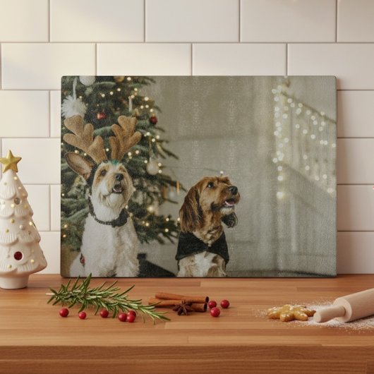 Planche À Découper Christmas Dogs Cutting Board Holiday Gift