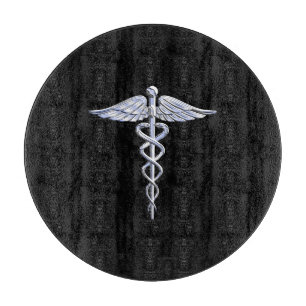 Planche À Découper Chrome Comme Caduceus Symbole Médicale