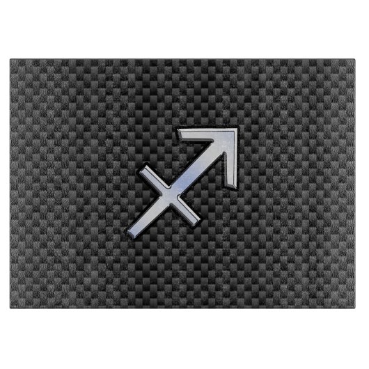 Planche À Découper Chrome Like Sagittarius Sign Carbon Fiber Print (Devant)
