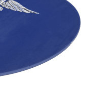 Planche À Découper Chrome Style Caduceus Symbole Médicale sur bleu ma (Coin)