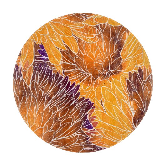 Planche À Découper Chrysanthème japonais : Aquarelle incolore (Devant)