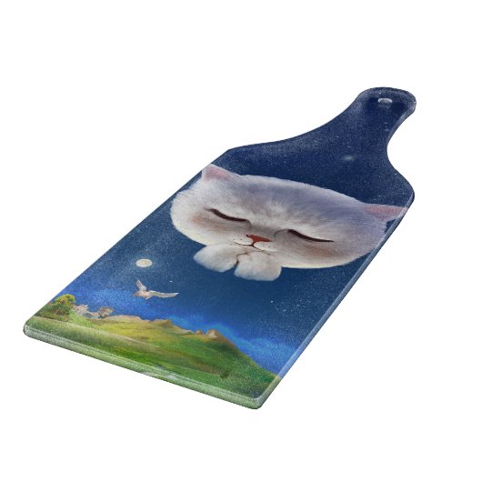 Planche À Découper Ciel nocturne avec chat (Coin)