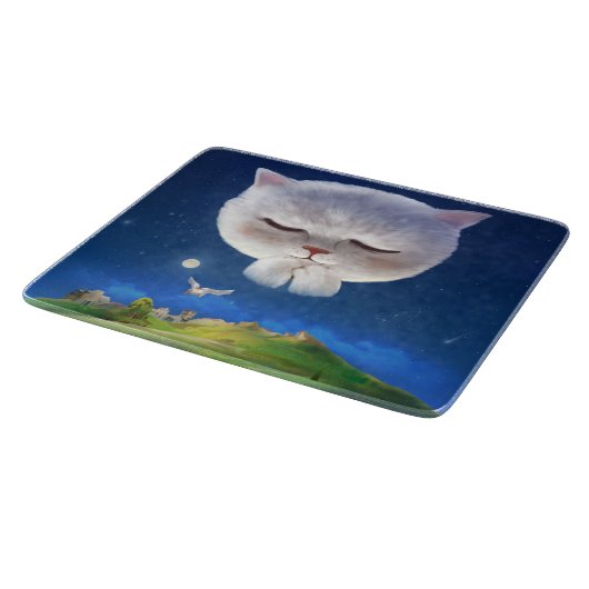 Planche À Découper Ciel nocturne avec chat (Coin)