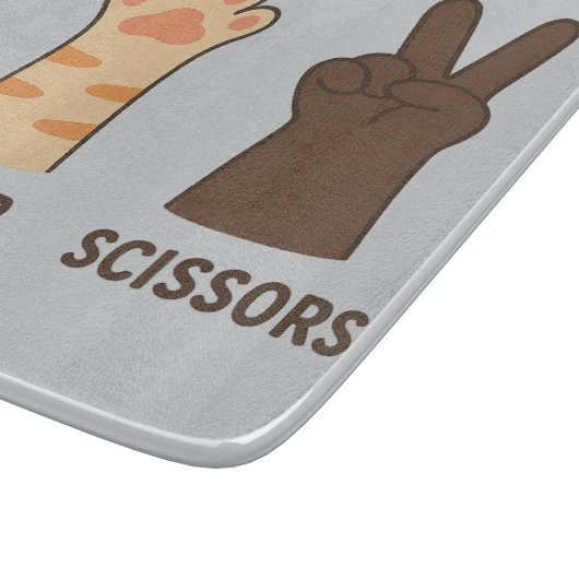 Planche À Découper Ciseaux de papier roche de pattes de chat (Coin)