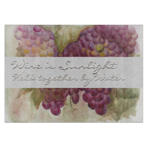 Planche À Découper Citation de Galilée sur la vigne de raisin aquarel
