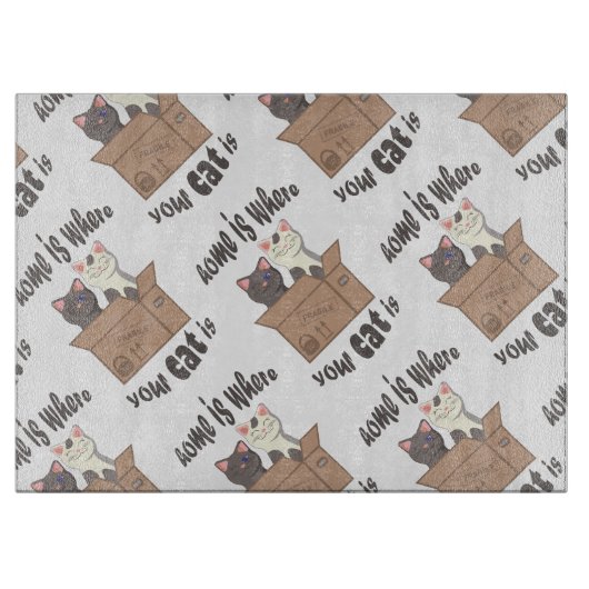 Planche À Découper Citation drôle Accueil est où est votre chat (Devant)