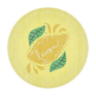 Planche À Découper Citron main dessinée Lettrage Citrus jaune vert