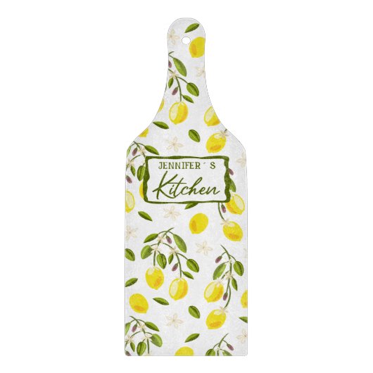 Planche À Découper Citron personnalisé, agrumes jaune et vert (Devant)