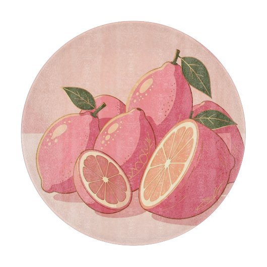 Planche À Découper Citron Rose Moderne Féminin (Devant)