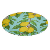 Planche À Découper Citrons, Arrière - plan Bleu Vibrant sans couture. (Coin)