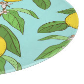 Planche À Découper Citrons, Arrière - plan Bleu Vibrant sans couture. (Coin)