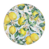 Planche À Découper citrons d'aquarelle, branche d'agrumes frais. (Devant)