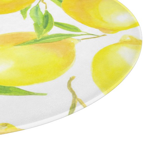 Planche À Découper citrons et feuilles d'aquarelle : motif. (Coin)