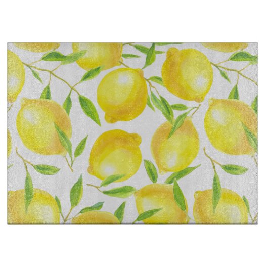 Planche À Découper Citrons et motif feuille (Devant)