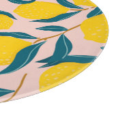 Planche À Découper citrons illustrés : motif transparent rose (Coin)
