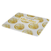 Planche À Découper Citrons Jaunes Modernes Motif & Squeeze La Journée (Coin)