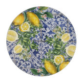 Planche À Découper Citrons méditerranéens Carreaux portugais d'été (Devant)