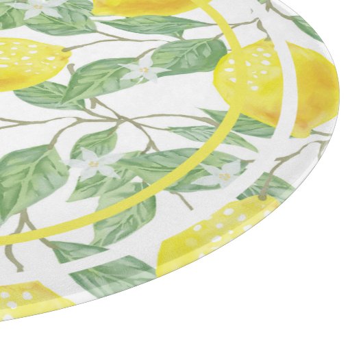 Planche À Découper Citrons mignons et Feuille Jaune et vert (Coin)