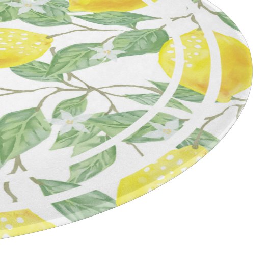 Planche À Découper Citrons mignons et Feuille Jaune et vert (Coin)