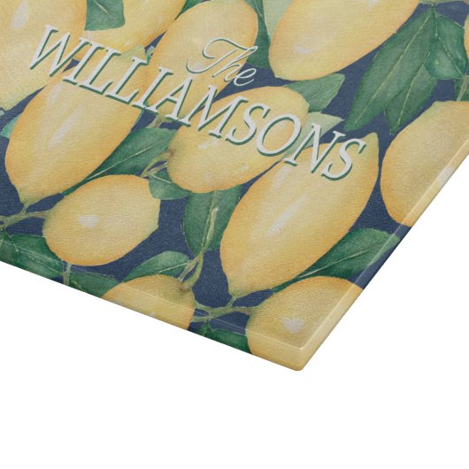 Planche À Découper Citrons personnalisés bleu marine (Coin)