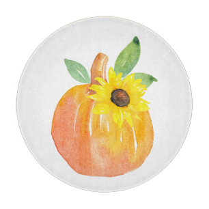 Planche À Découper Citrouille aquarelle et tournesol