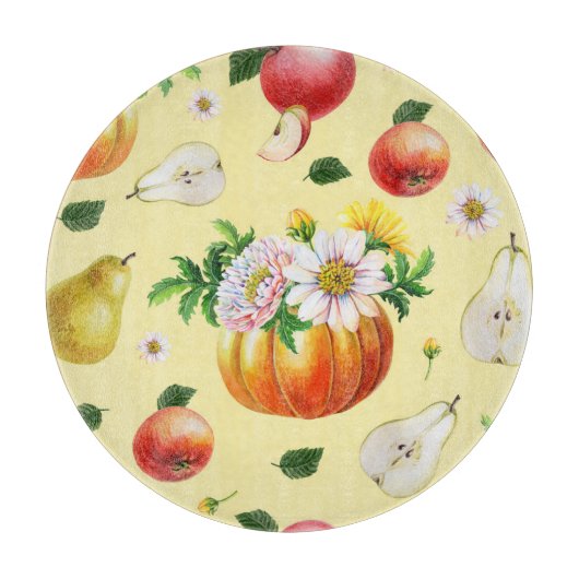 Planche À Découper Citrouille, chrysanthemum : illustration de fruits (Devant)