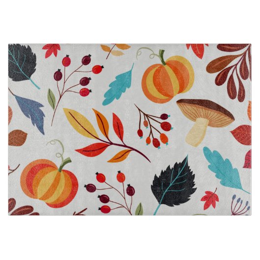 Planche À Découper Citrouille d'automne moderne Motif feuille (Devant)