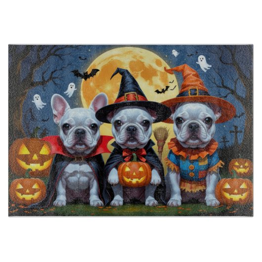 Planche À Découper Citrouille de Bulldogs français Halloween drôle (Devant)