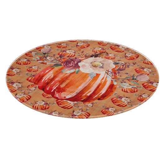 Planche À Découper Citrouille orange automne plaid à fleurs chèque au (Coin)