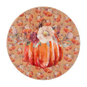 Planche À Découper Citrouille orange automne plaid à fleurs chèque au (Devant)